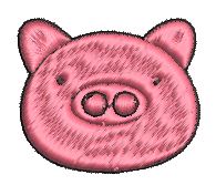 Iron on / Sew On Patch Applique NURSERY PIG HEAD ICON LIGHT HOT PINK BLACK	Embroidered Design