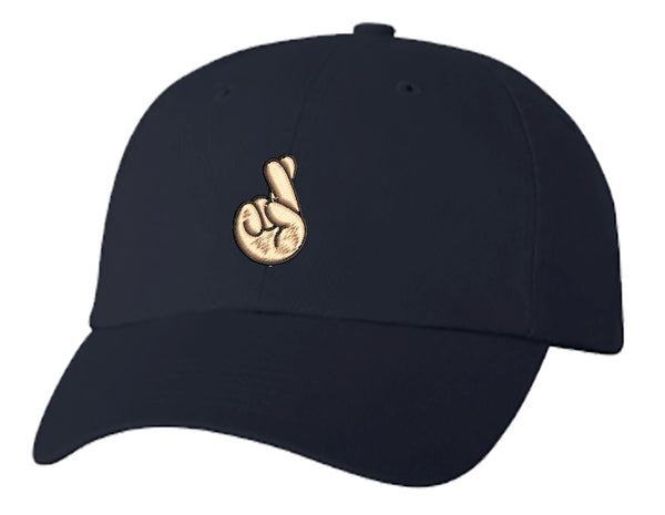 Unisex Adult Washed Dad Hat Fingers Crossed Promised Symbol Cartoon 1 Embroidery Sketch Design