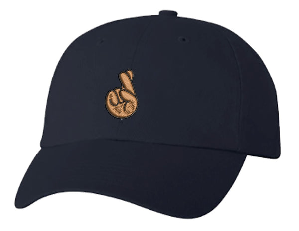Unisex Adult Washed Dad Hat Fingers Crossed Promised Symbol Cartoon 2 Embroidery Sketch Design