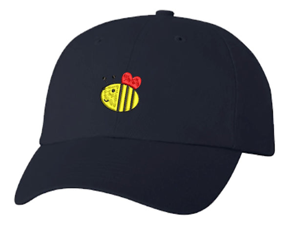Unisex Adult Washed Dad Hat Pretty Delicate Pastel Spring Elements Bumble Bee Embroidery Sketch Design