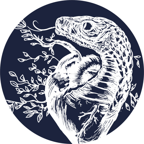 Negative Etch Style Serpent Snake on Tree Branch Art Icon Vinyl Decal Sticker