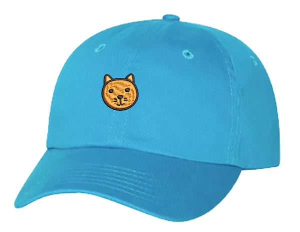 Unisex Adult Washed Dad Hat Happy Simple Farm Zoo Animal Nursery Cartoon Emoji - Cat Embroidery Sketch Design
