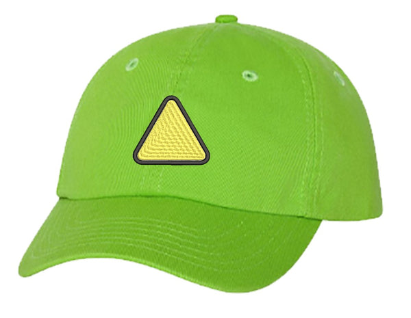 Unisex Adult Washed Dad Hat Simple Yellow Triangle Sign Symbol Icon - Blank Embroidery Sketch Design