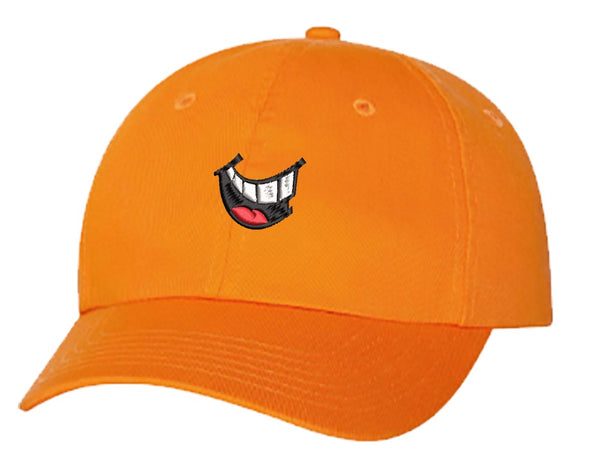Unisex Adult Washed Dad Hat Happy Smiling Smile Cartoon Mouth Embroidery Sketch Design