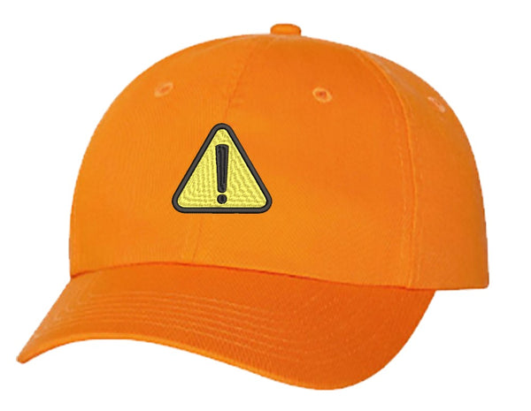 Unisex Adult Washed Dad Hat Simple Yellow Triangle Sign Symbol Icon - Generic Danger Embroidery Sketch Design