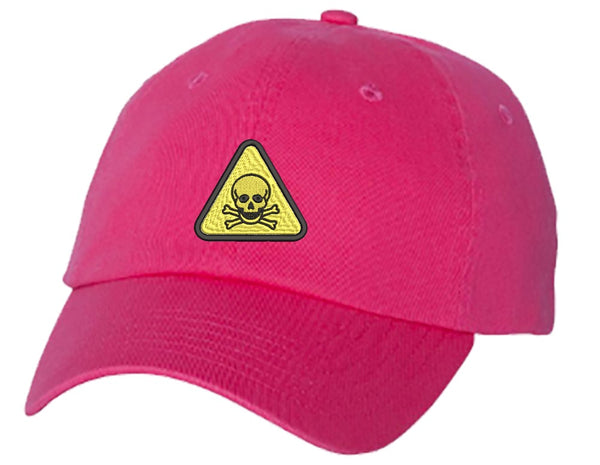 Unisex Adult Washed Dad Hat Simple Yellow Triangle Sign Symbol Icon - Poison Embroidery Sketch Design