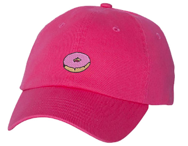 Unisex Adult Washed Dad Hat Pretty Delicious Yummy Cartoon Donut Doughnut Cartoon #4 - Strawberry Embroidery Sketch Design