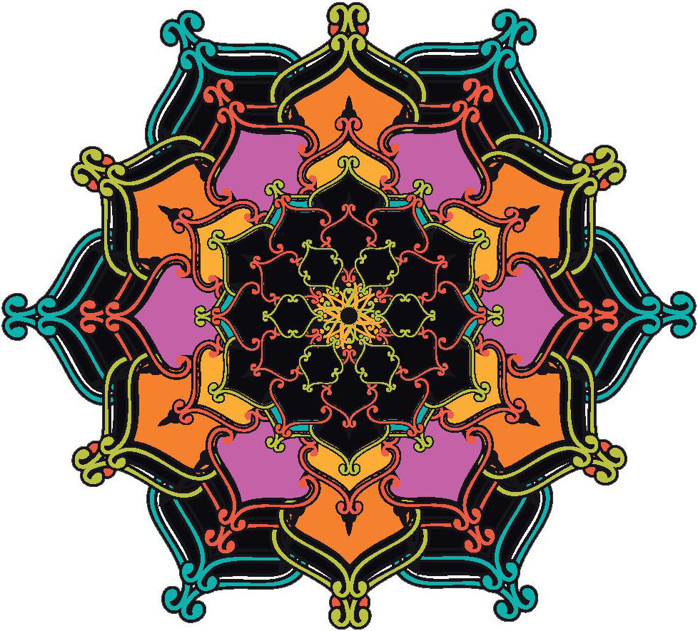 Neon Kaleidescope Geometric Mandala Flower Icon Vinyl Decal Sticker