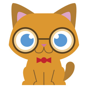Nerdy Brown Baby Kitty Cat with Bow Tie Vinyl Decal Sticker