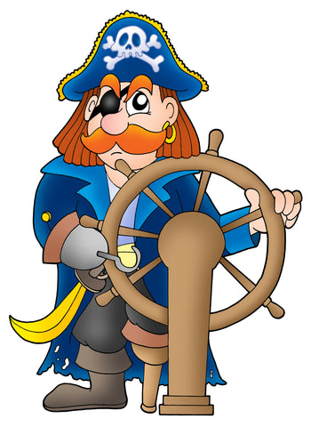 Nice Child Friendly Pirate with Eye Patch and Hand Hook Vinyl Decal Sticker