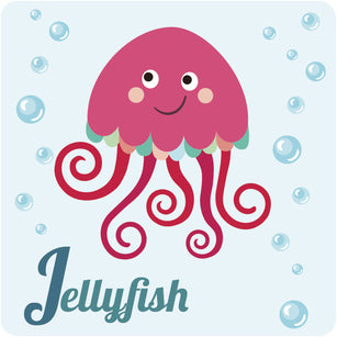 Nursery Kindergarten Alphabet Animal Tiles - J Jellyfish Vinyl Decal Sticker