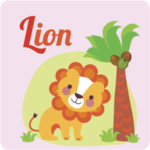 Nursery Kindergarten Alphabet Animal Tiles - L Lion Vinyl Decal Sticker