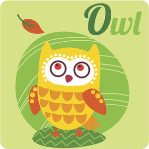 Nursery Kindergarten Alphabet Animal Tiles - O Owl Vinyl Decal Sticker
