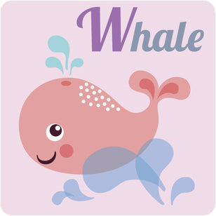 Nursery Kindergarten Alphabet Animal Tiles - W Whale Vinyl Decal Sticker