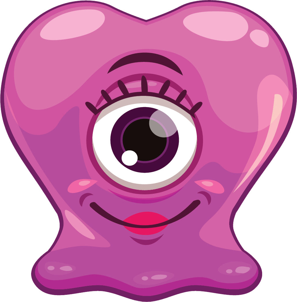 One Eyed Cyclop Jelly Jello Cartoon Emoji - Pink Vinyl Decal Sticker