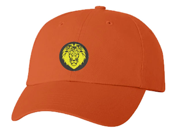 Unisex Adult Washed Dad Hat Simple Black and Yellow Majestic Lion Cartoon Icon Embroidery Sketch Design