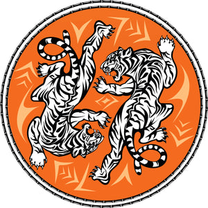 Orange Yin Yang Asian Tiger Cartoon Icon Vinyl Decal Sticker