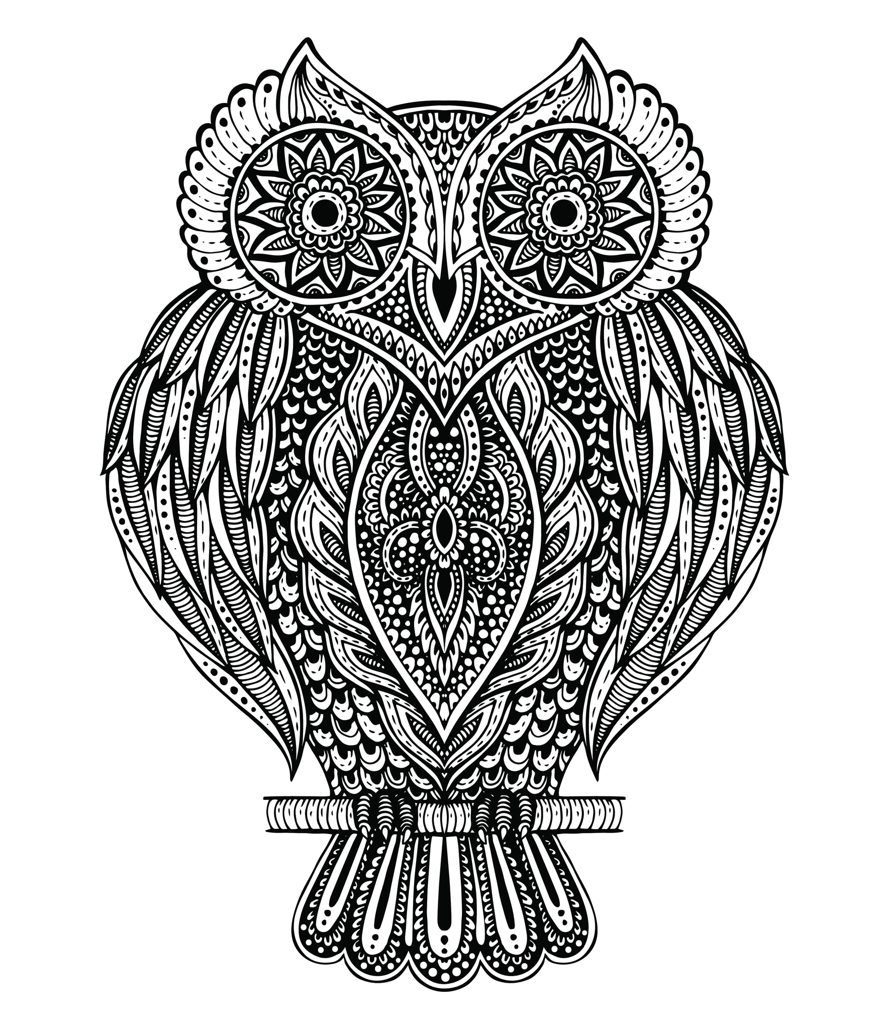 Owl with Tribal Print Feathers Vinyl Decal Sticker
