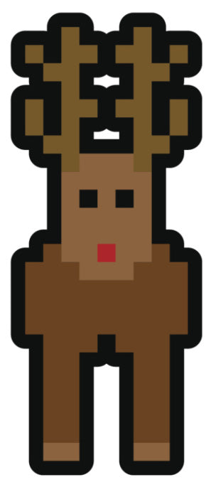 PIXELATED RUDOLPH REINDEER CHRISTMAS EVE HOLIDAY BROWN RED BLACK Vinyl Decal Sticker