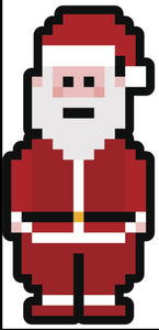 PIXELATED SANTA CLAUSE CHRISTMAS RED GOLD BLACK WHITE Vinyl Decal Sticker