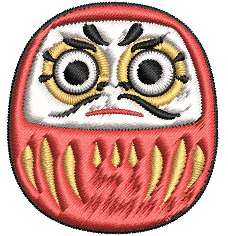 Iron on / Sew On Patch Applique Painted Asian Japanese Warrior Toy Emoji  #9 Daruma Doll Embroidered Design