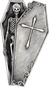 Pencil Sketch Skeleton in Coffin Vinyl Decal Sticker