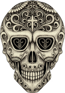 Pencil Sketch Dia De Los Muertos Skull Vinyl Decal Sticker