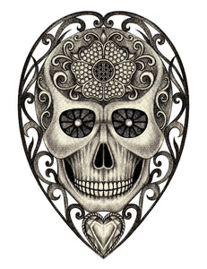 Pencil Sketch Skull in Emblem #1 Vinyl Decal Sticker