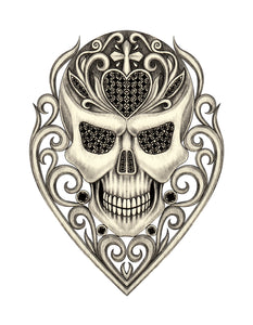 Pencil Sketch Skull in Emblem #2 Vinyl Decal Sticker