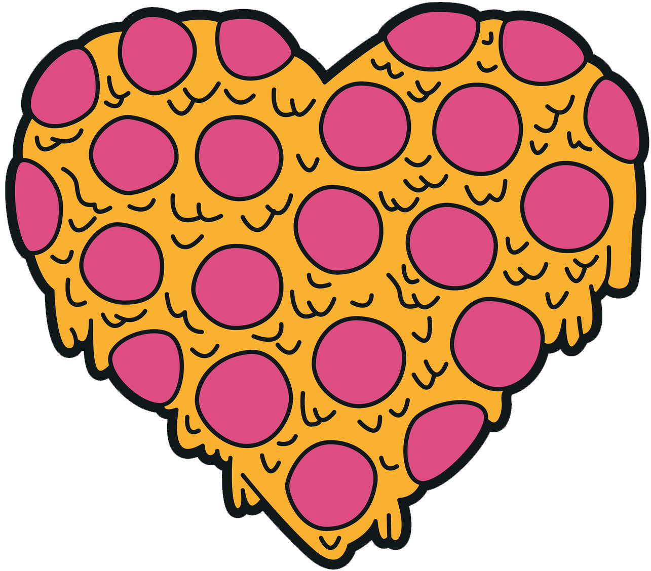 Pepperoni Cheese Pizza Melting Heart Cartoon Vinyl Decal Sticker