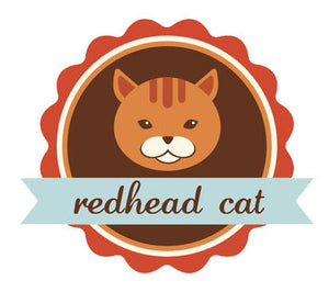Pet Lover Icon - Redhead Cat Icon with Banner Vinyl Decal Sticker