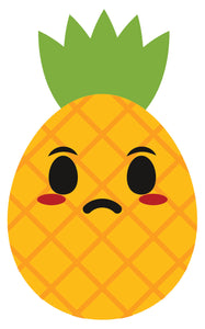 Pineapple Fruit Cartoon Emoji - Sad Frown Vinyl Decal Sticker