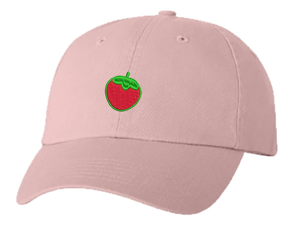 Unisex Adult Washed Dad Hat Pretty Delicate Pastel Spring Elements Red Strawberry Embroidery Sketch Design