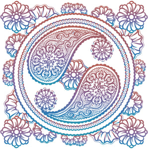 Pink Blue Ombre Paisley Yin Yang Floral Icon Vinyl Decal Sticker