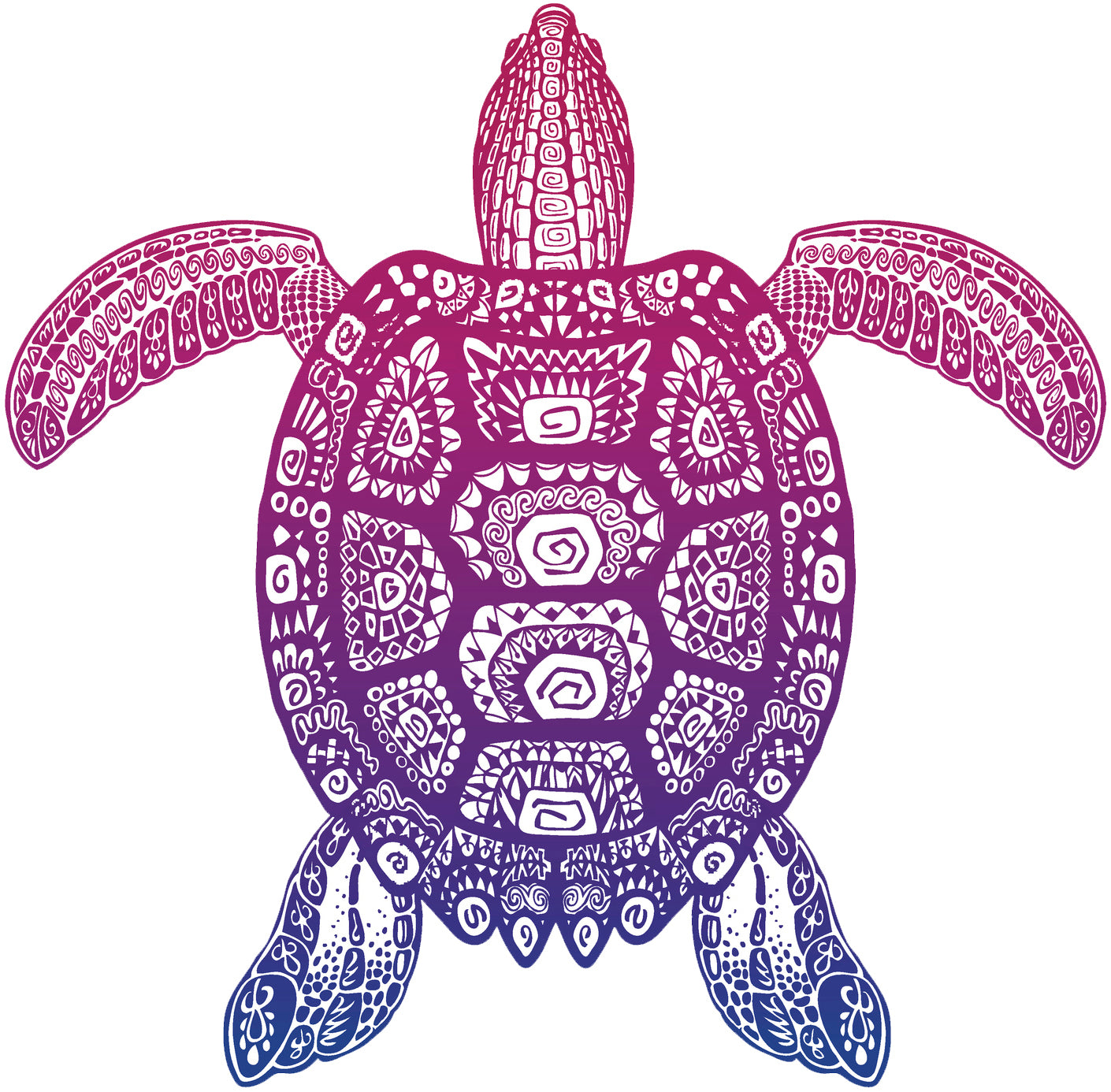 Pink Blue Ombre Tribal Pattern Tortoise Turtle Vinyl Decal Sticker