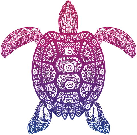 Pink Blue Ombre Tribal Patter Tortoise Turtle Vinyl Decal Sticker