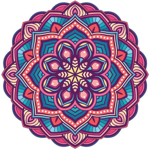 Pink Blue Purple Detailed Mandala Flower Emblem Icon Vinyl Decal Sticker