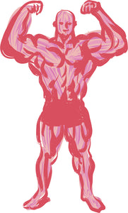 Pink Colorful Artistic Buff Muscular Man Pen Sketch Cartoon Vinyl Decal Sticker