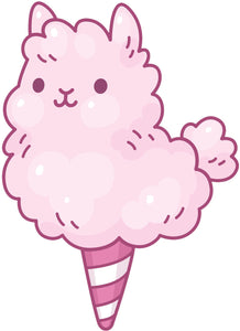 Pink Fluffy Cotton Candy Llama Alpaca Vinyl Decal Sticker