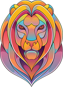 Pink Orange Metallic Ombre Lion Head Cartoon Vinyl Decal Sticker