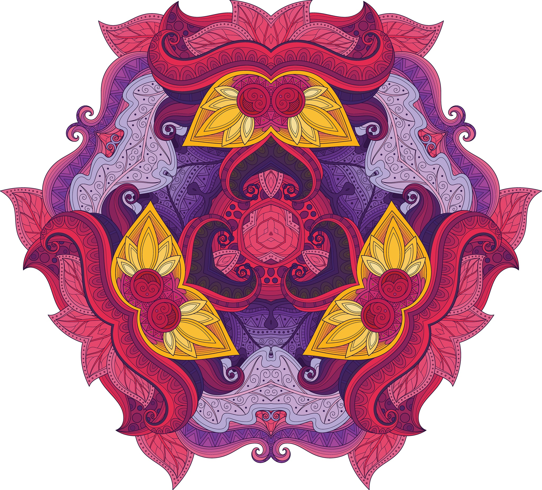 Pink Purple Kaleidoscope Paisley Lotus Flower Icon Vinyl Decal Sticker