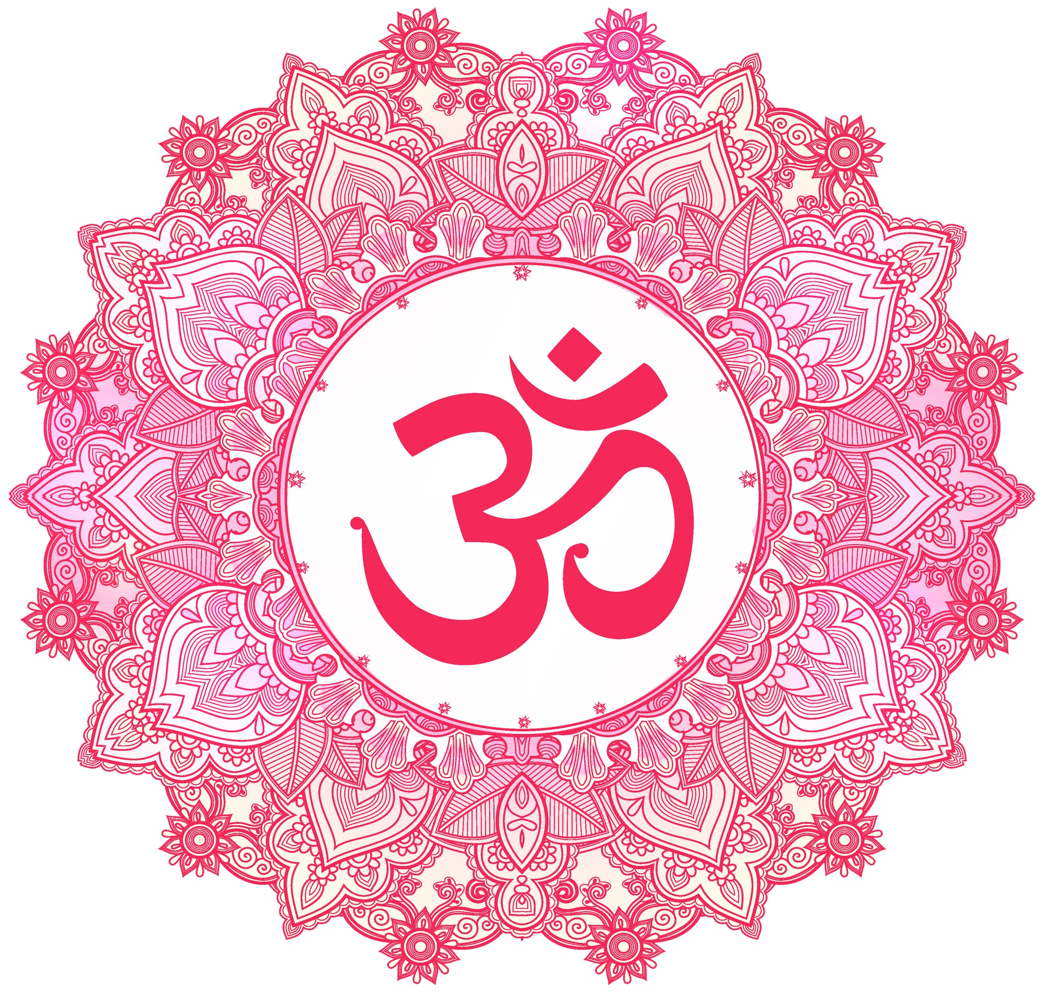 Pink Red Mandala Flower with Ohm Calligraphy Center Vinyl Decal Sticker
