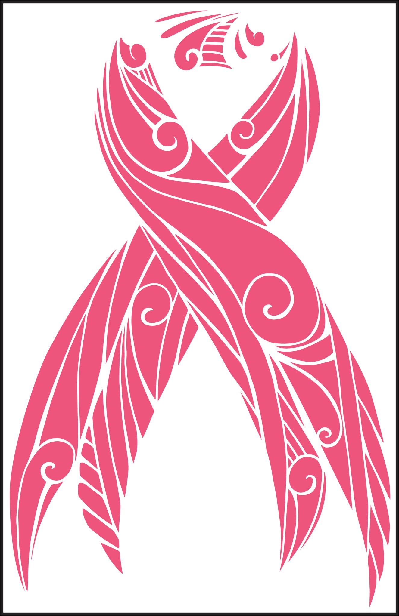 Pink Tribal Pattern Boho Breast Cancer Ribbon Vinyl Decal Sticker