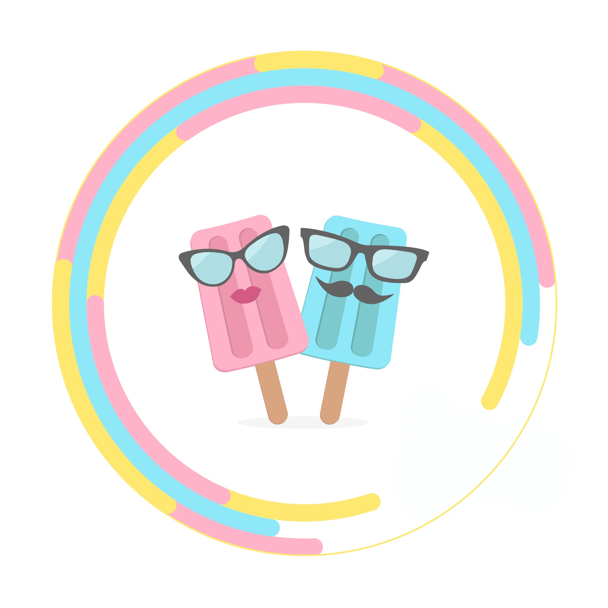 Pink and Blue Summer Hipster Popsicle Couple Vinyl Decal Sticker