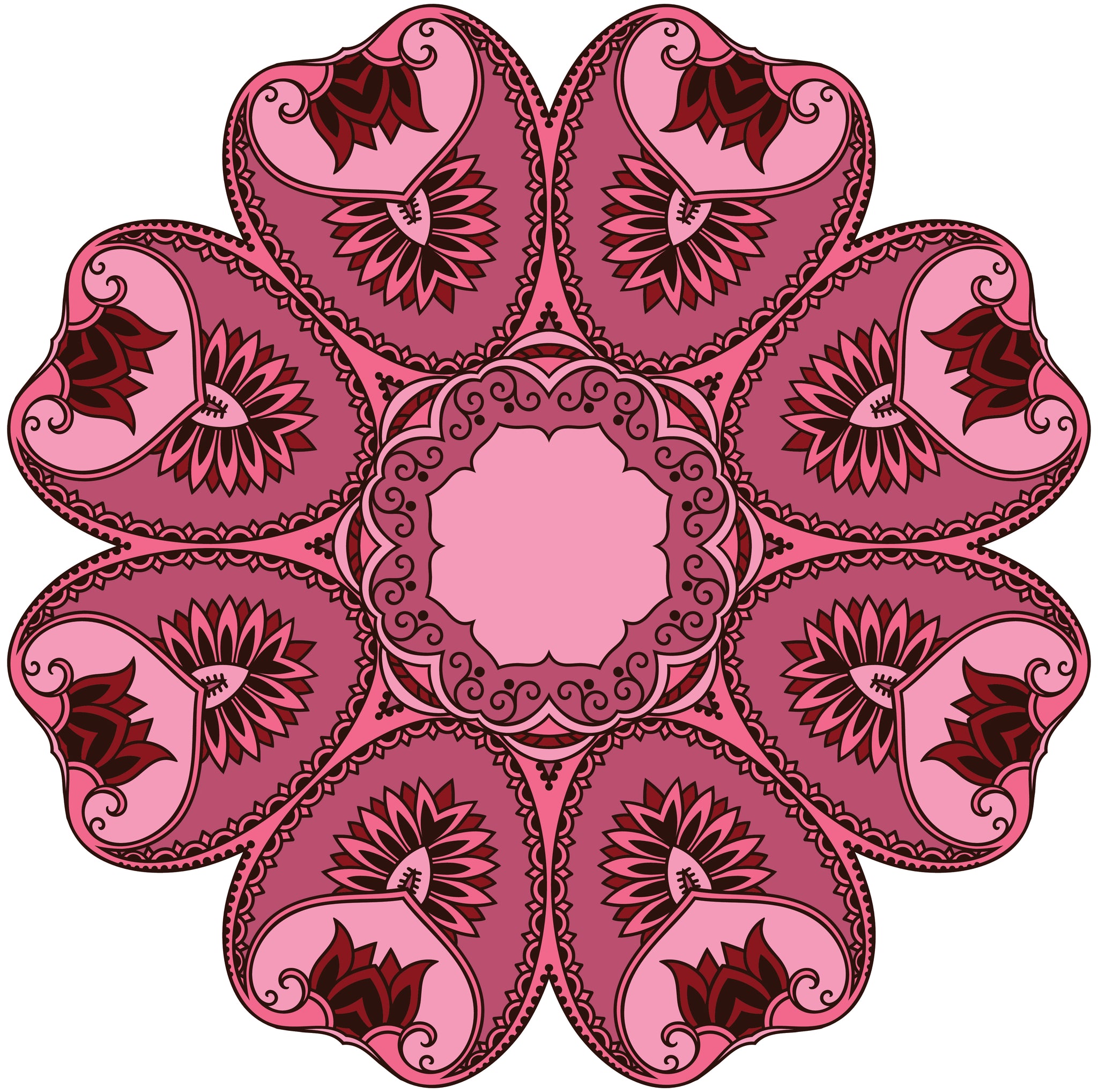 Pink and Maroon Mandala Flower Icon Vinyl Decal Sticker