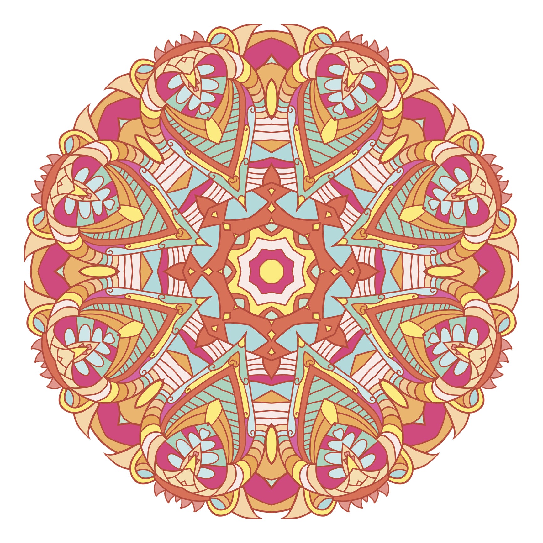 Pink and Orange Intricate Tribal Pattern Mandala Flower Vinyl Decal Sticker