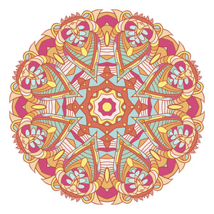 Pink and Orange Intricate Tribal Pattern Mandala Flower Vinyl Decal Sticker