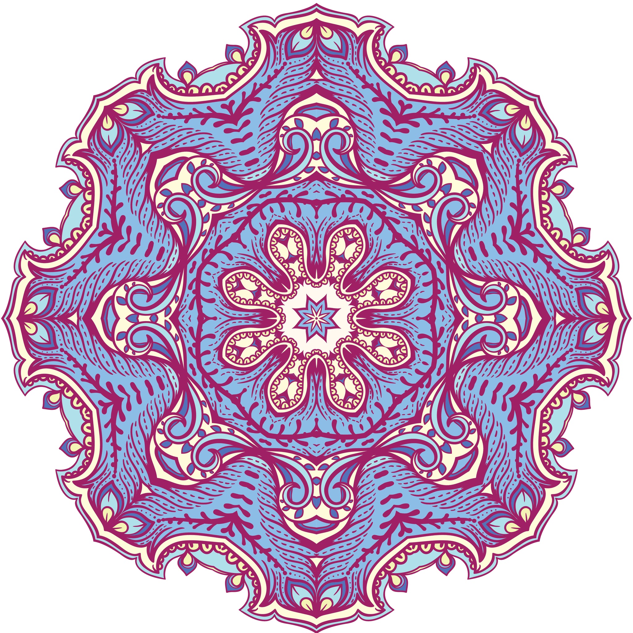 Pink and Purple Paisley Mandala Style Flower Icon Vinyl Decal Sticker