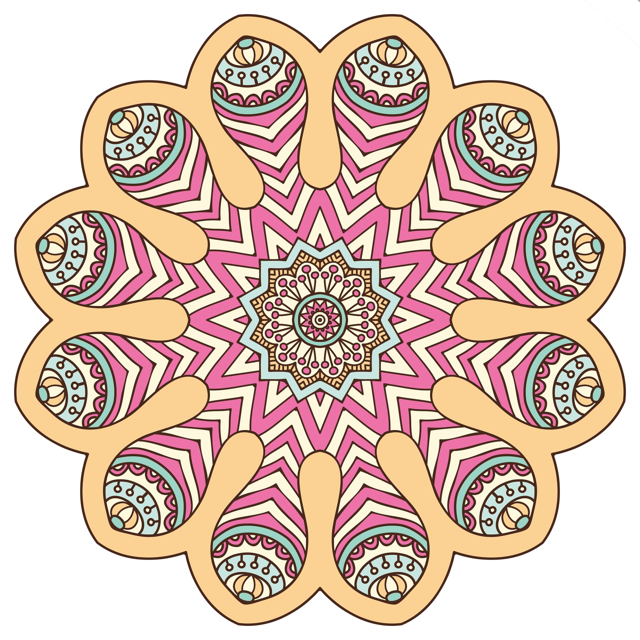 Pink and Yellow Mandala Patterned Flower Vinyl Decal Sticker