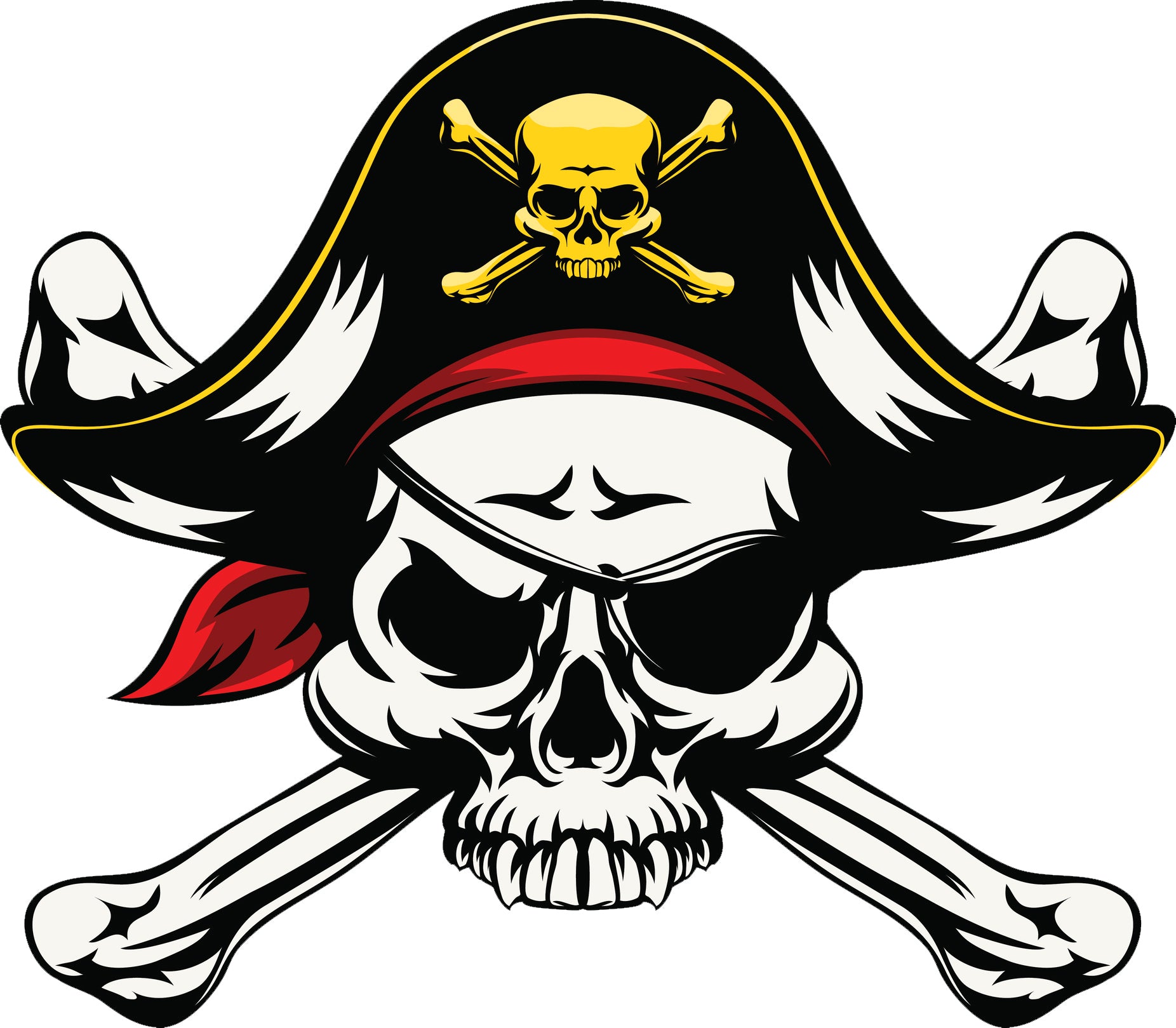 Pirate Captain Skull and Crossbones with Eyepatch Vinyl Decal Sticker